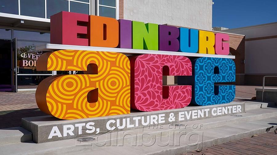 The Edinburg Arts, Culture and Event Center sign on West McIntyre Street.